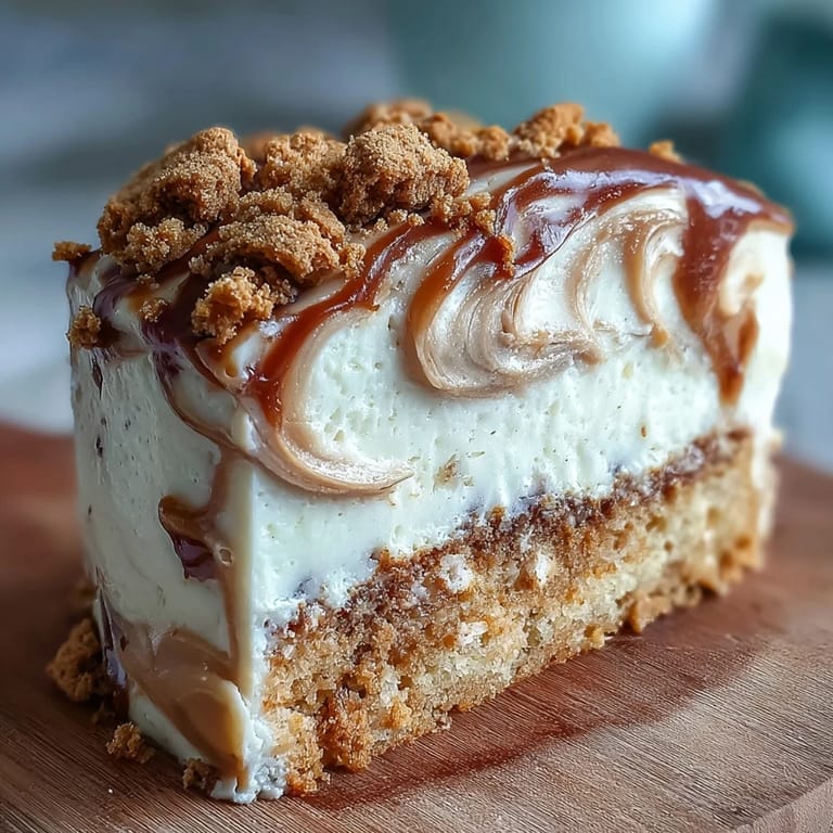 Freshly baked Decadent Baked Biscoff Cake with Creamy Lotus Frosting, showcasing a moist vanilla sponge and spiced cookie texture.