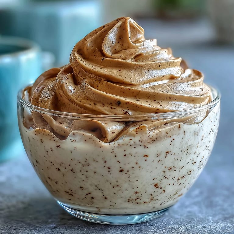 Hojicha Mousse layered with cocoa nibs, offering a creamy, roasted green tea dessert.