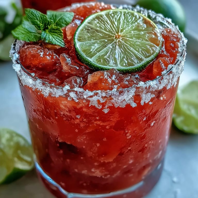 A close-up of the Best Guava Margarita in a cocktail shaker, showing a vibrant pink hue, poured over clear ice cubes.