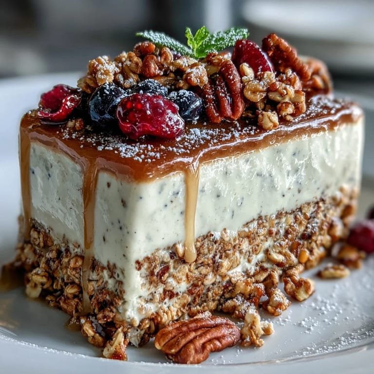 Hojicha Panna Cotta Parfait topped with vibrant mixed berries and textured granola layers.