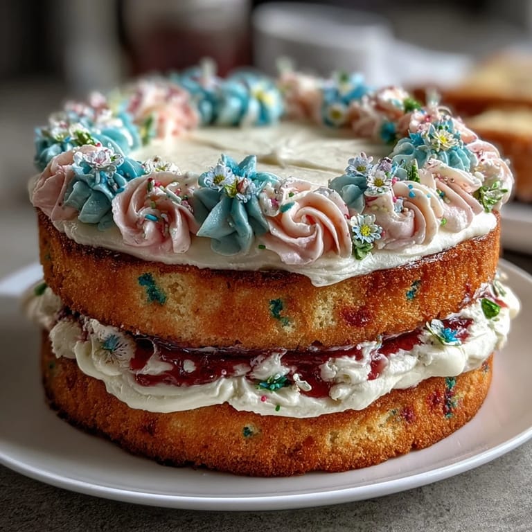 Beautiful Spring Birthday Cake with Pastel Floral Buttercream: tender vanilla layers topped with creamy buttercream and delicate floral piping in soft spring colors.