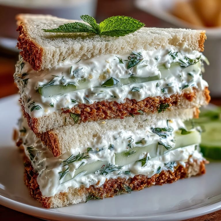 Bright and creamy lemon butter tea sandwiches with cucumber and fresh herbs, a charming Mothers Day appetizer.
