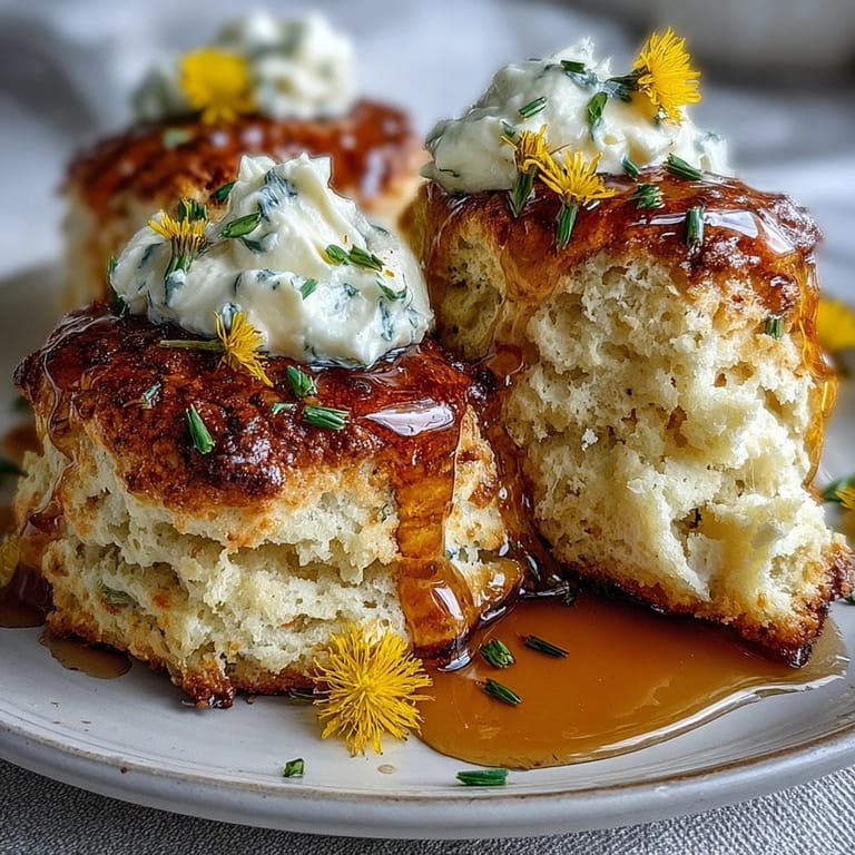 3. Floral dandelion honey scones, baked until golden, paired with clotted cream—an elegant addition to any springtime brunch table.