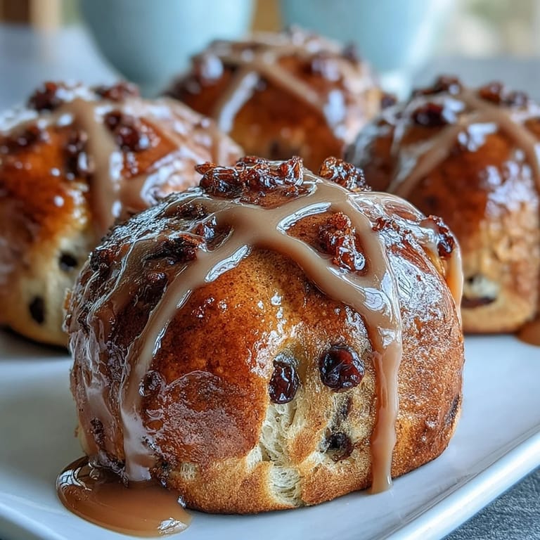 Soft hot cross buns bursting with currants and cinnamon, finished with a zesty orange glaze for a festive, citrusy twist.