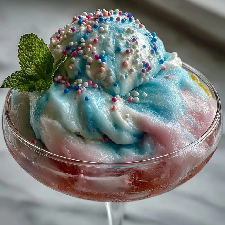 Festive Cotton Candy Lemonade Float featuring tart lemonade, fluffy cotton candy, and creamy vanilla ice cream.
