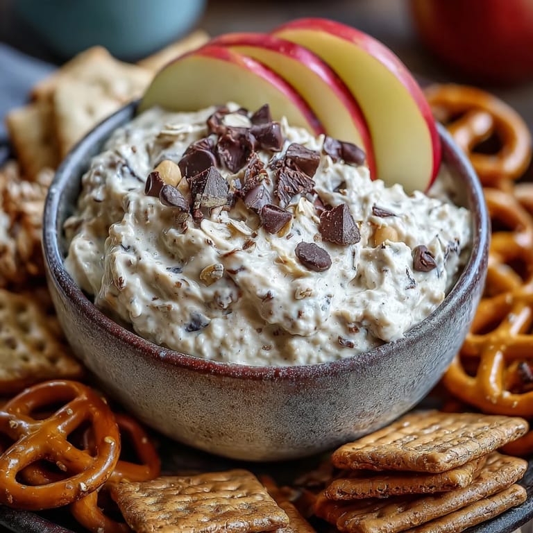 Serving the no-bake Fiber-Packed Chickpea Cookie Dough Dip with crisp apple slices.