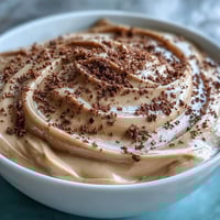 Silky Hojicha Pudding with a delicate swirl of whipped cream in a glass ramekin, dusted with roasted tea leaves for a Japanese-inspired dessert.