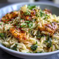 Creamy one-pot lemon orzo with tender chicken and wilted spinach, a bright and comforting spring dinner ready in 40 minutes.