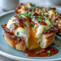 Classic Eggs Benedict with creamy hollandaise, perfectly poached eggs, and Canadian bacon on toasted English muffins—a luxurious brunch dish.