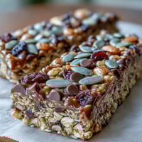 Nut-Free Granola Bars with Honey and Oats, chewy and golden, packed with oats, seeds, and dried fruit—perfect for beach snacks or on-the-go munching.