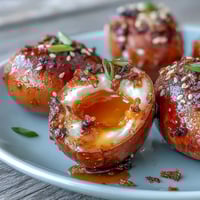 Spicy miso marinated eggs with a savory, umami-rich glaze, perfect for ramen or as a flavorful snack.  