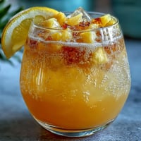 Vibrant Grad Party Punch with mango, pineapple, and sparkling lemonade swirls.