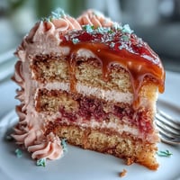 Bridal Shower Rosé Velvet Cake with Gold Drip on a cake stand, blush-pink layers and creamy frosting topped with elegant metallic drip.
