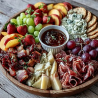 Summer Charcuterie Board with fresh fruit and honey, a vibrant appetizer.